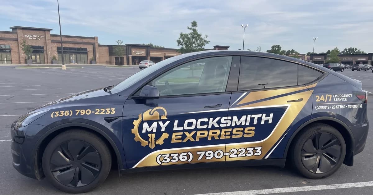 My Locksmith Express branded mobile locksmith van — full-service mobile unit serving Charlotte and Lake Norman, NC