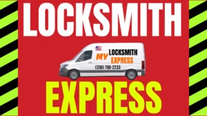 Mobile locksmith van My Locksmith Express parked near a residential home in Huntersville