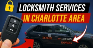 Professional locksmith providing a car lockout service by using a specialized tool to safely unlock a modern sedan's door without damage.