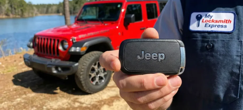 Emergency Jeep Wrangler key replacement for a client stranded at a gas station off Gilead Rd (Exit 23) in Huntersville, NC. On-site transponder key programming.