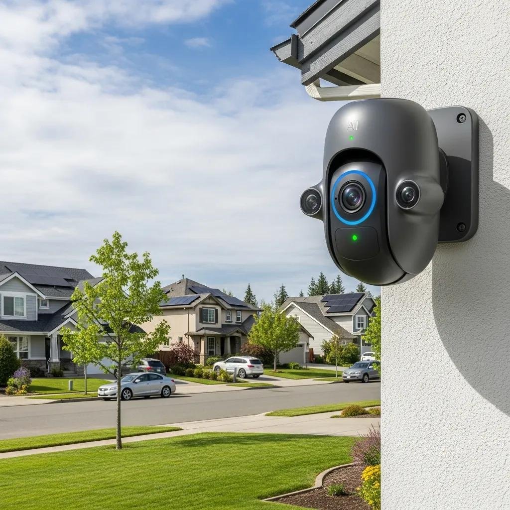 AI security camera utilizing facial recognition technology for surveillance