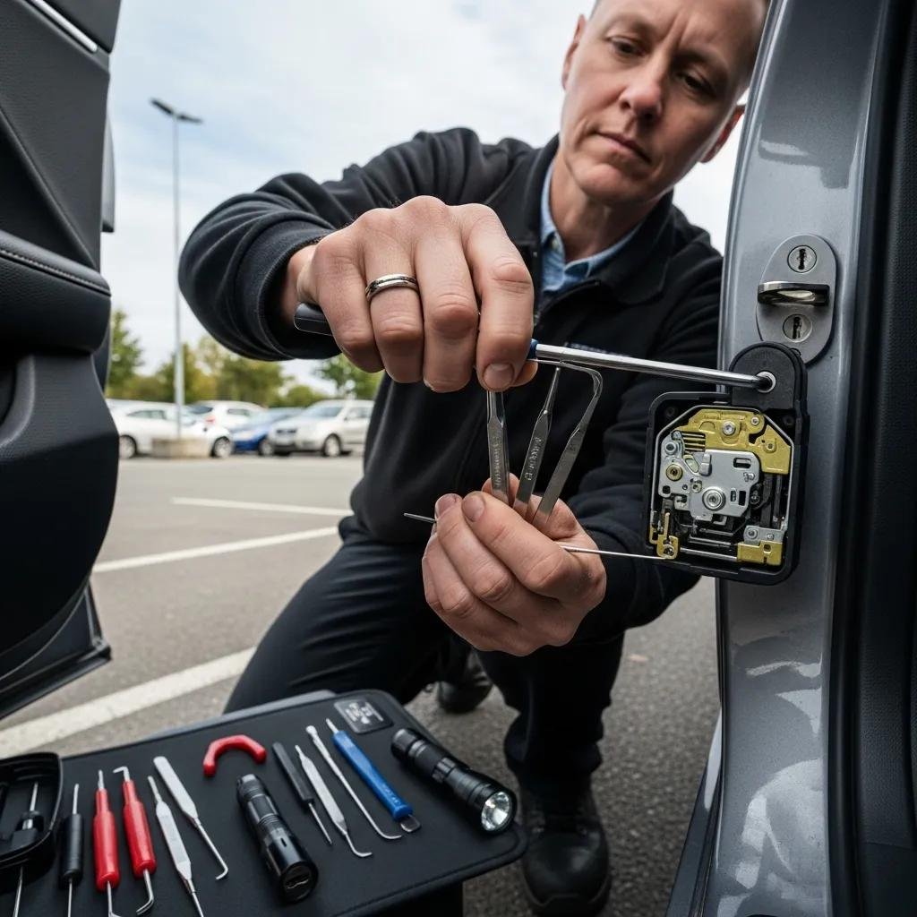 24/7 Locksmith Services in Cornelius – Fast & Reliable Help Automotive locksmith unlocking a car door, highlighting car lockout solutions in Cornelius
