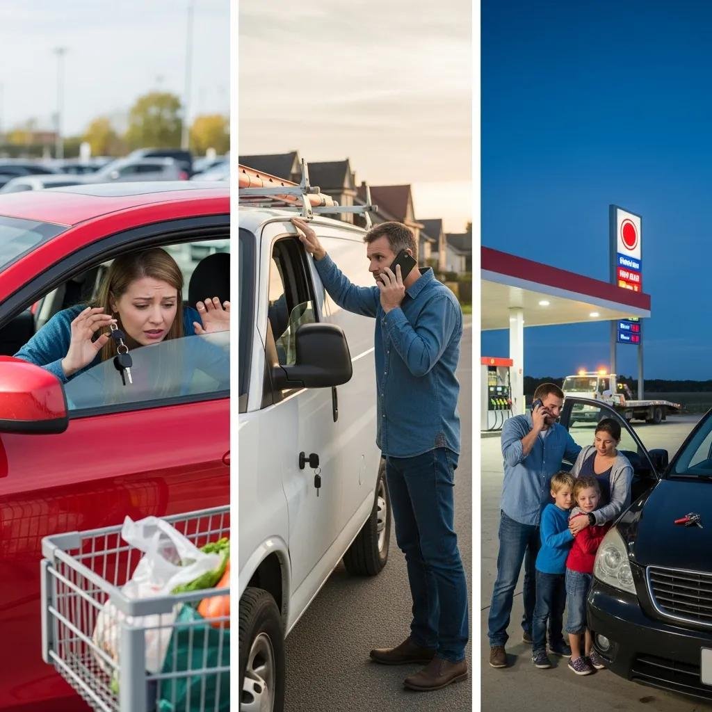 Typical vehicle lockout situations like keys locked inside a car