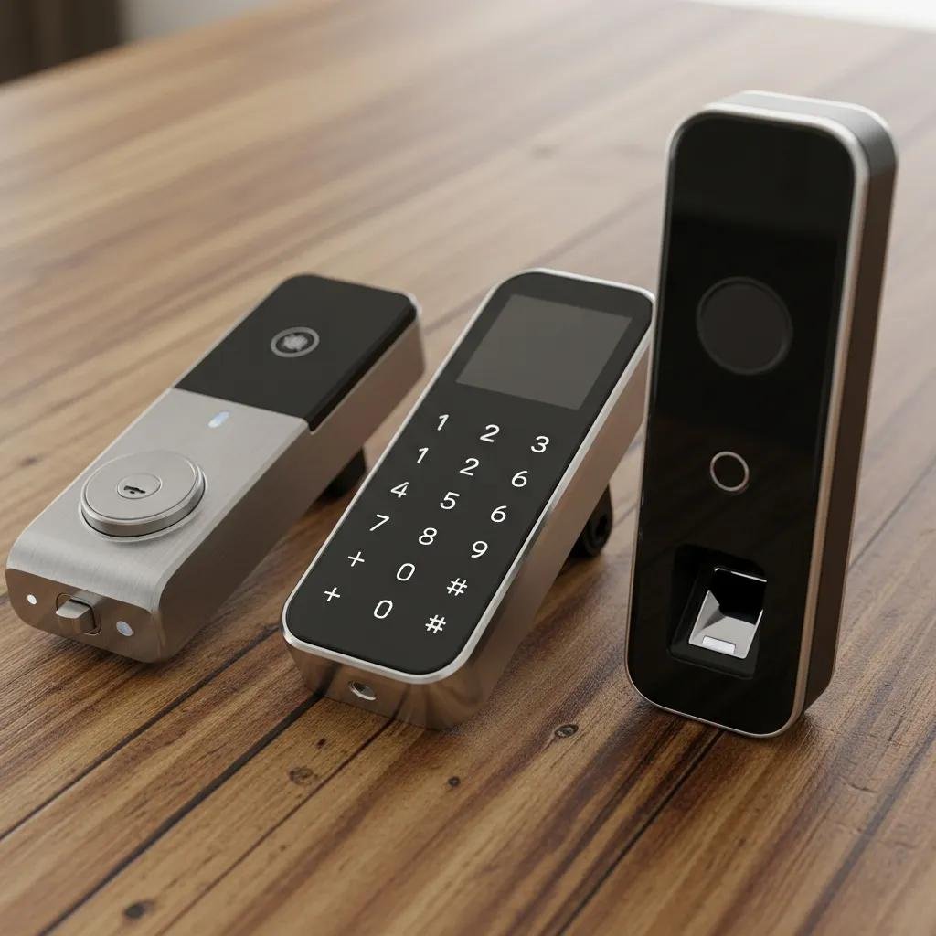 Comparison of deadbolt, keypad, and biometric smart locks highlighting their unique features
