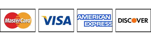 We accept Visa, Mastercard, Amex, Discover