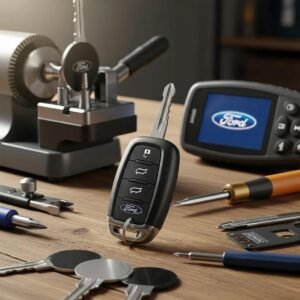 Ford car key and locksmith tools representing key replacement services