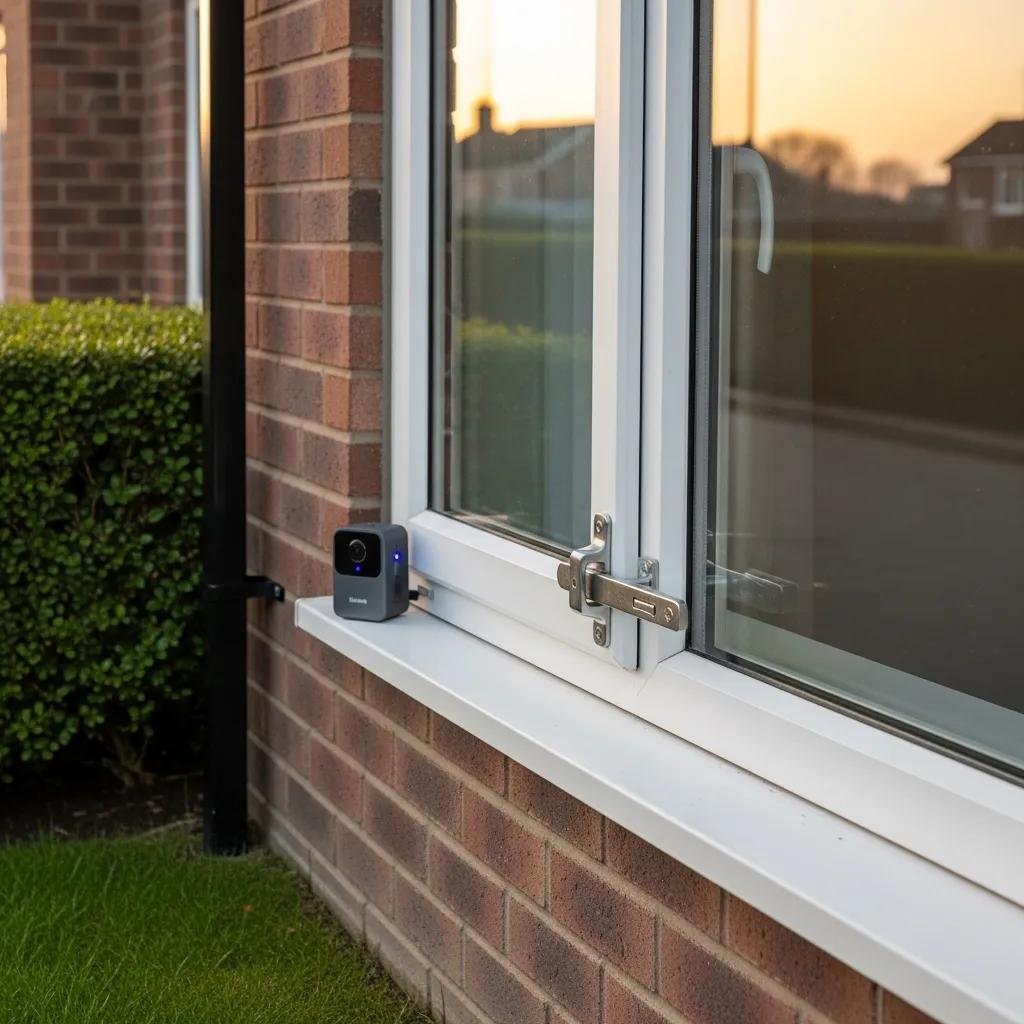 Ground-floor apartment window with security measures showcasing renter safety enhancements