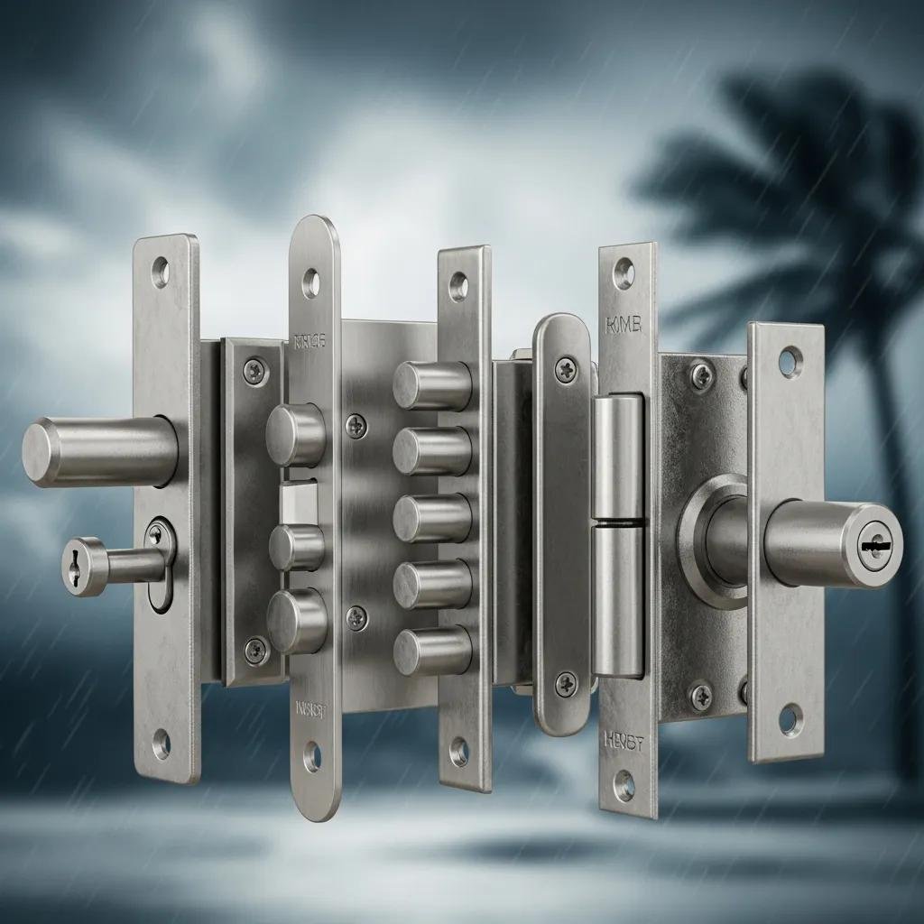 High-security locks designed for hurricane resistance, highlighting features for storm preparedness