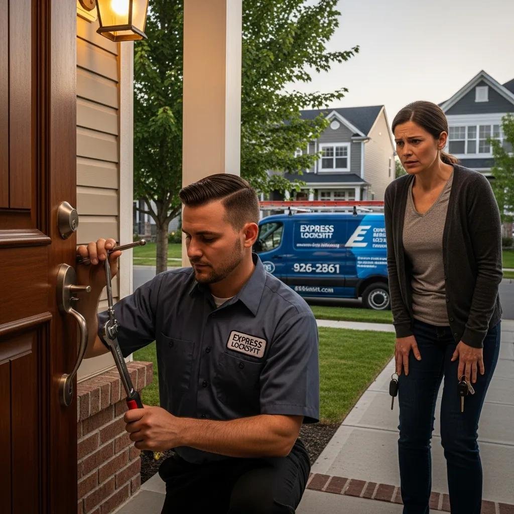 Locksmith assisting a customer in an emergency lockout situation, highlighting rapid response services