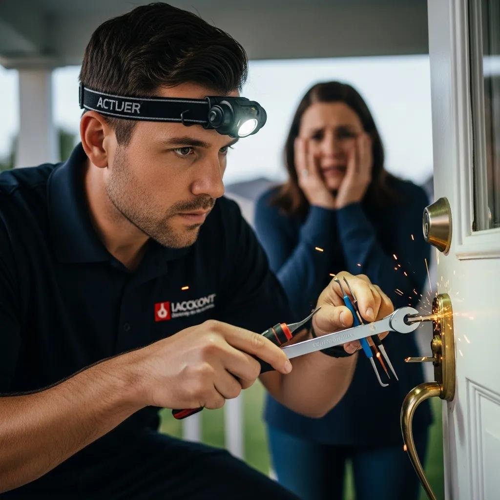 Locksmith unlocking a door for a homeowner during an emergency lockout in Charlotte