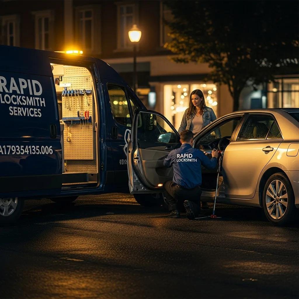 Mobile locksmith van providing emergency key services for Toyota