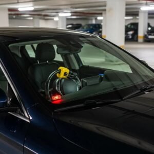 Modern car with advanced security features parked safely, emphasizing vehicle protection