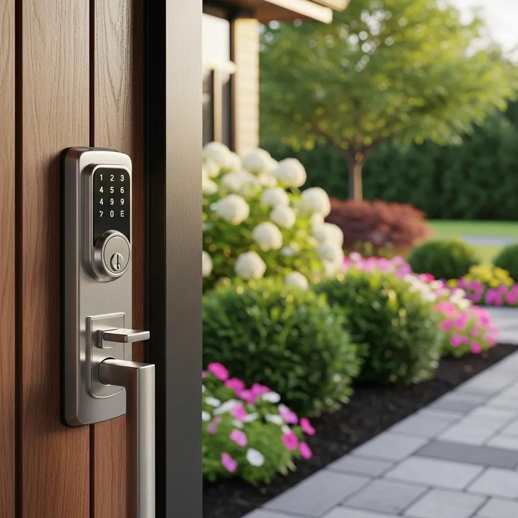 Modern home with high-security deadbolt showcasing enhanced home security features