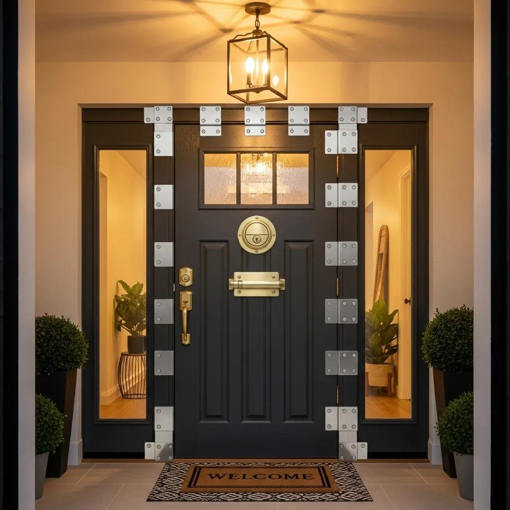 Reinforced front door with high-security features enhancing home safety
