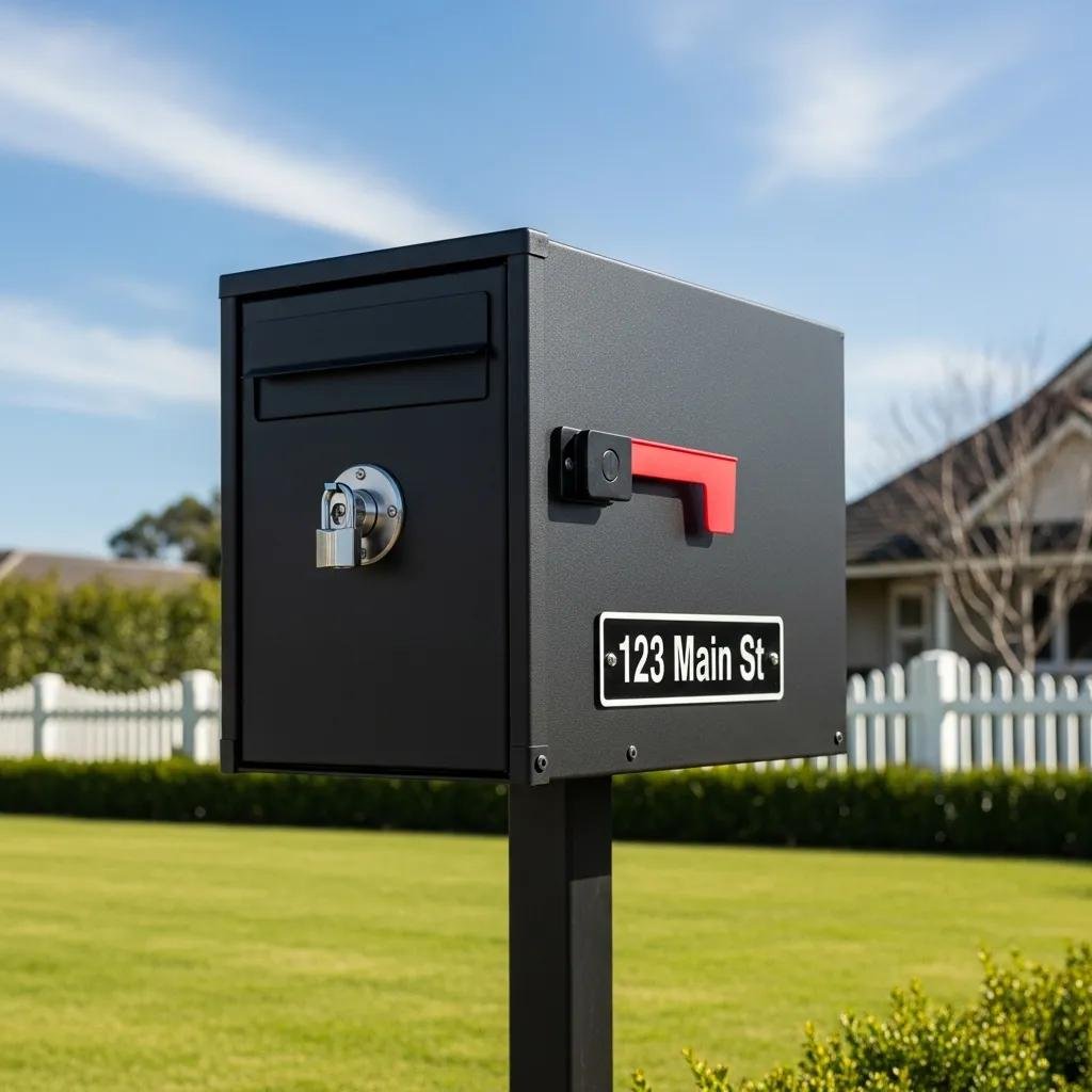 Secure locking mailbox in a residential setting emphasizing safety and security