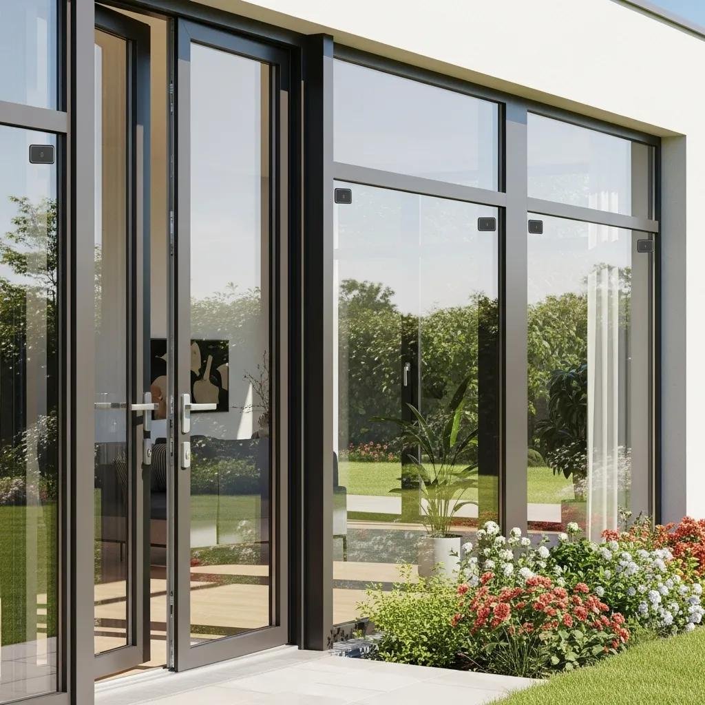 Secure sliding glass doors and windows with effective locks in a modern home