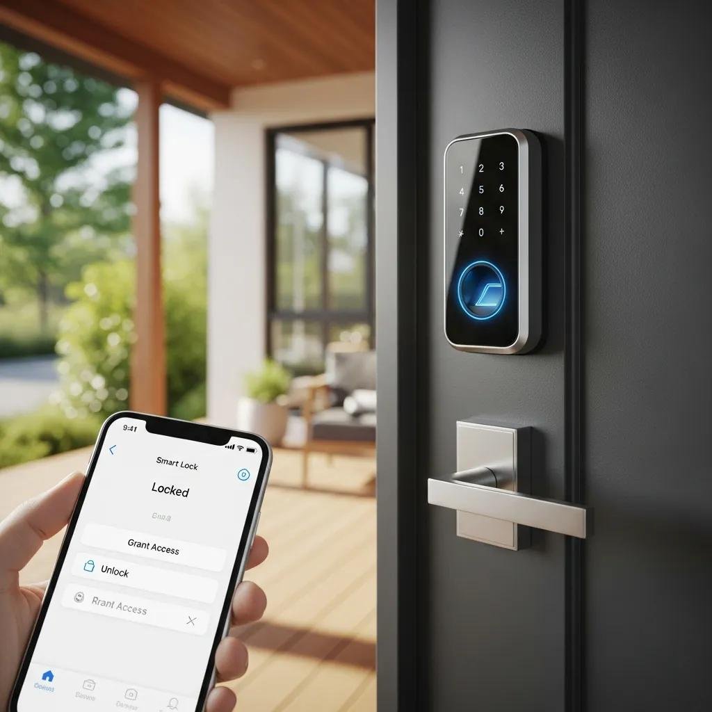 Smart lock installation on a residential door in Mooresville NC