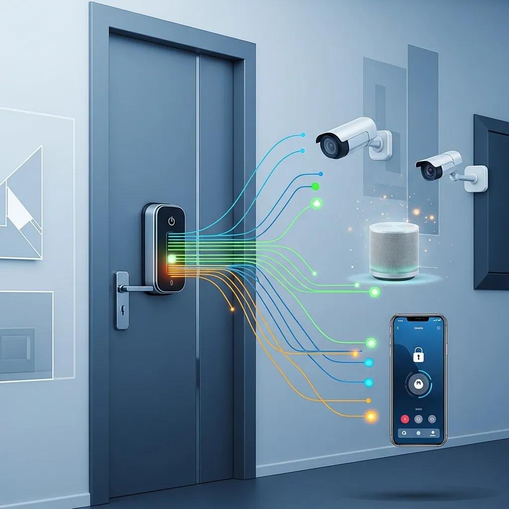 Smart lock integration with smart home devices like smartphone and speaker