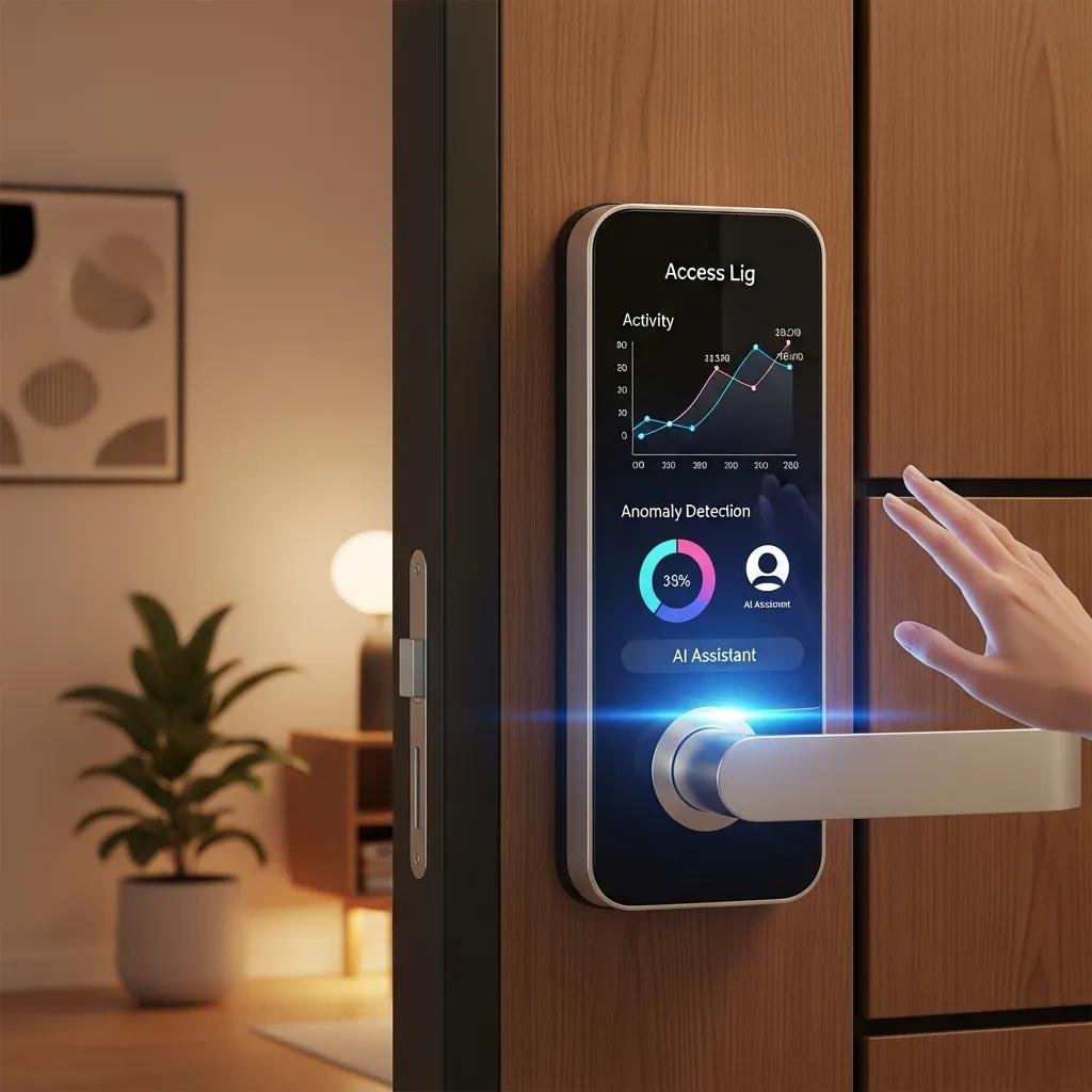 Smart lock with AI integration, highlighting advanced security features and user experience