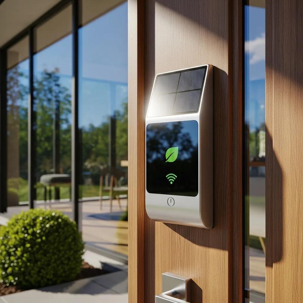 Smart lock with solar panels showcasing emerging technologies for energy efficiency