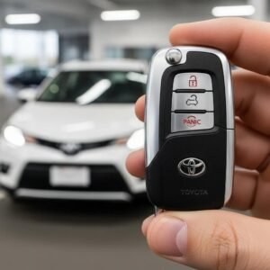 Toyota car key held in hand, representing key replacement services