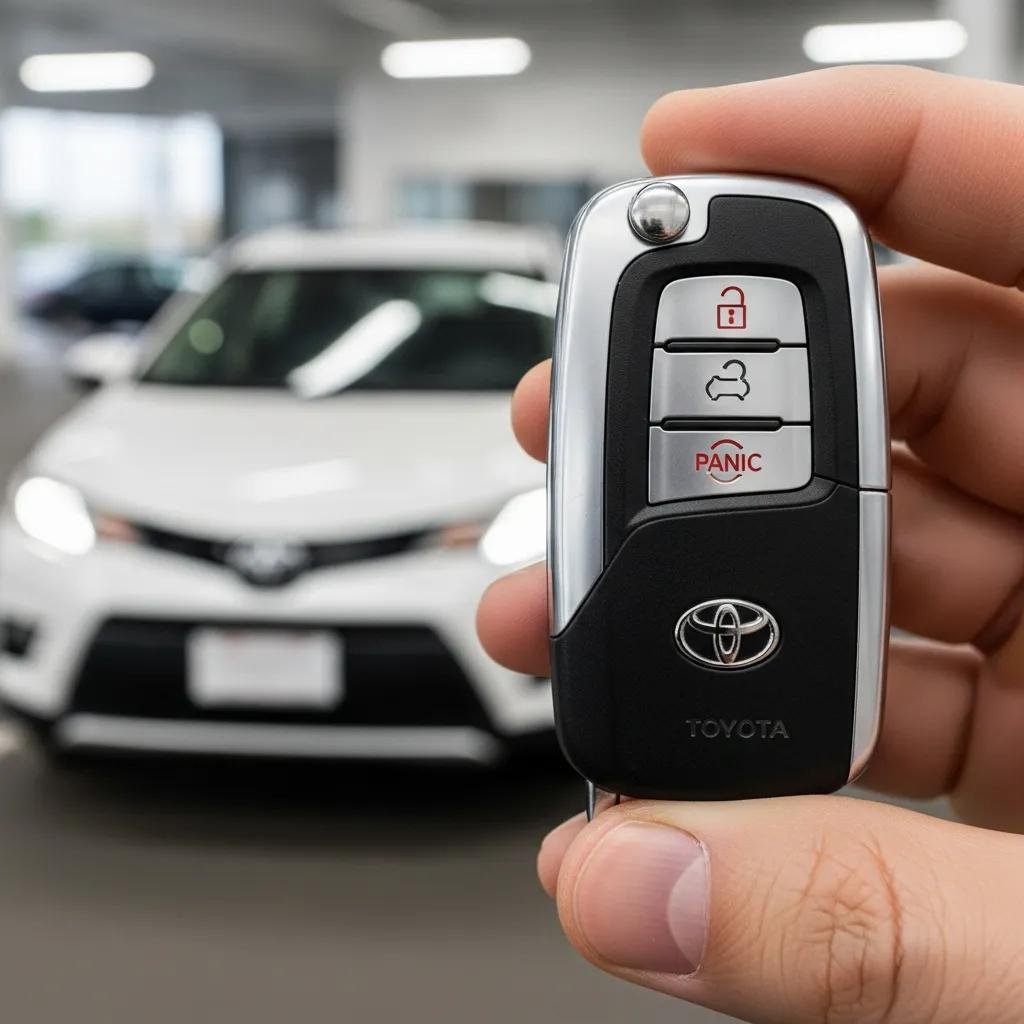 Toyota car key held in hand, representing key replacement services