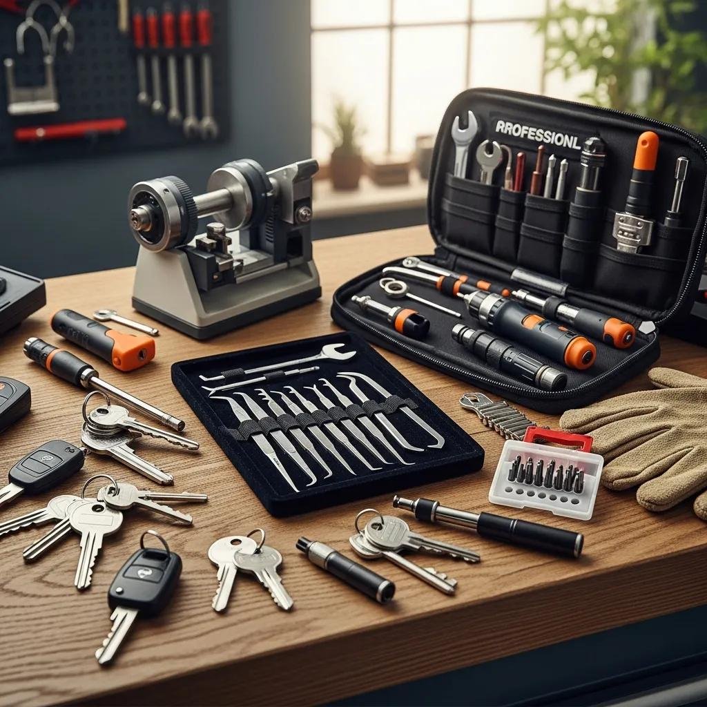 Various locksmith tools and equipment representing comprehensive emergency locksmith services